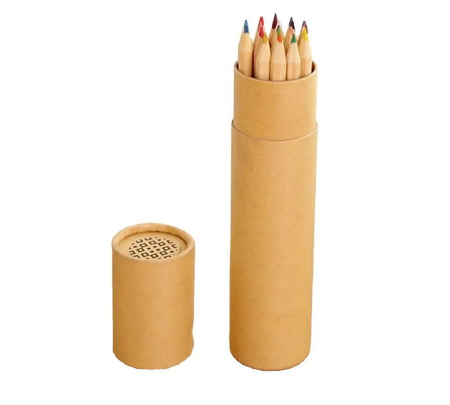 Natural wood color pencil in paper tube